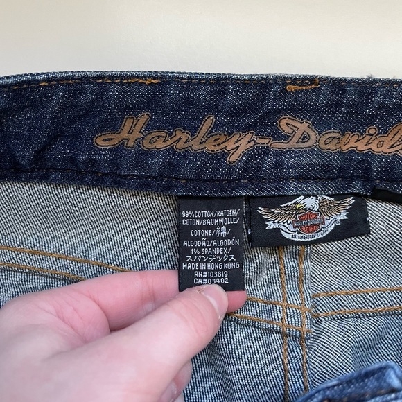 Harley Davidson Dark Wash Mid-rise Wide Leg Jeans 12 Women’s - Picture 12 of 13